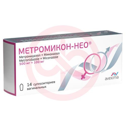 Метромикон-нео суппозитории вагинальные 500мг + 100мг №14