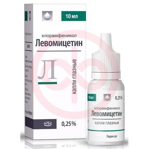 Левомицетин капли глазные 0,25% 10мл