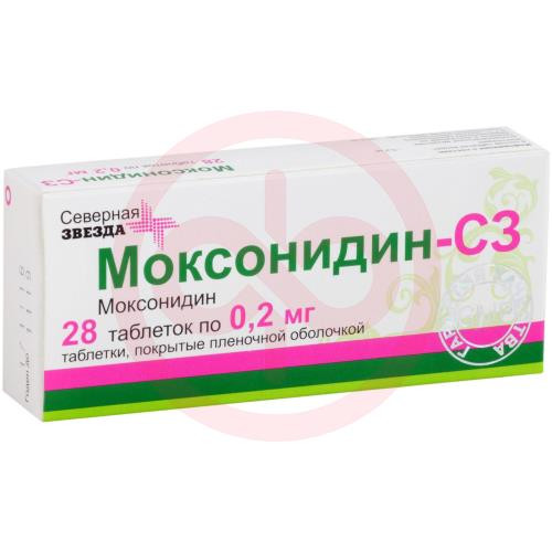 Моксонидин-сз таблетки покрытые пленочной оболочкой 0.2мг №28 Моксонидин-сз таблетки покрытые пленочной оболочкой 0.2мг №28