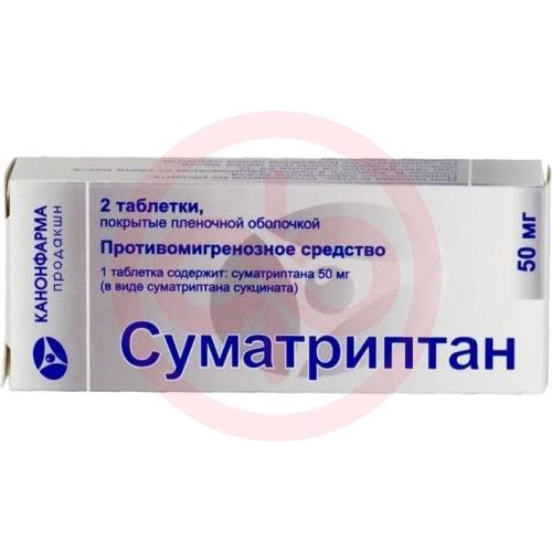 Суматриптан канон таблетки покрытые пленочной оболочкой 50мг №2