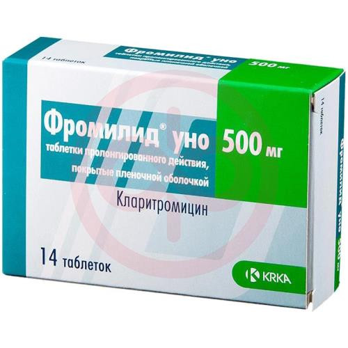Фромилид уно таблетки кишечнорастворимые с пролонгированным высвобождением покрытые пленочной оболочкой 500мг №14