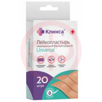 Клинса универсал лейкопластырь бактерицидный №20 3 размера полим основа натур