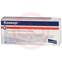 Конкор таблетки покрытые пленочной оболочкой 10мг №30