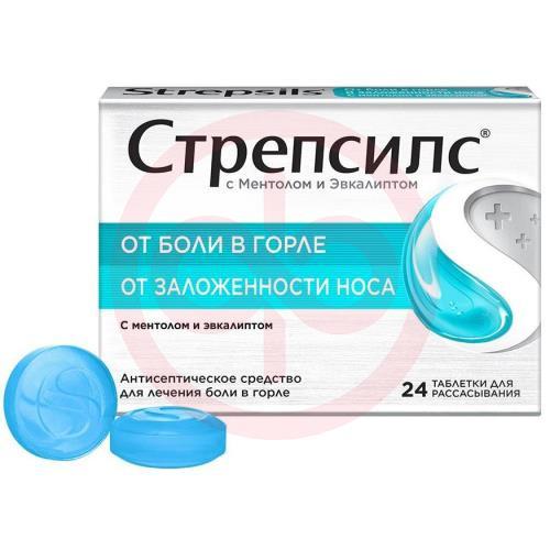 Стрепсилс c ментолом и эвкалиптом таблетки для рассасывания №24