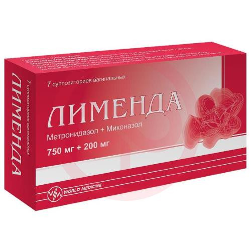 Лименда суппозитории вагинальные 750мг + 200мг №7