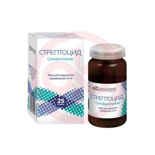 Стрептоцид мазь для наружного применения 10% 25г банка