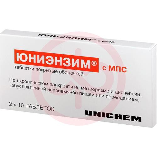 Юниэнзим с мпс таблетки покрытые оболочкой №20