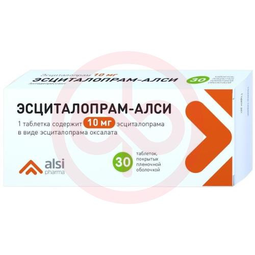 Эсциталопрам-алси таблетки покрытые пленочной оболочкой 10мг №30
