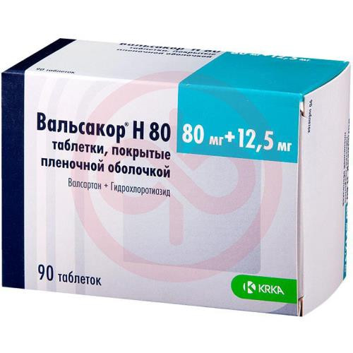 Вальсакор н80 таблетки покрытые пленочной оболочкой 80мг + 12.5мг №90