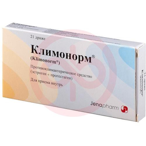 Климонорм таблетки покрытые пленочной оболочкой набор №21 /в наборе: таблетки 2-х видов - желтые (эстрадиола валерат 2 мг)-9 шт., коричневые (эстрадиола валерат 2 мг + левоноргестрел 0.15 мг)-12 шт/