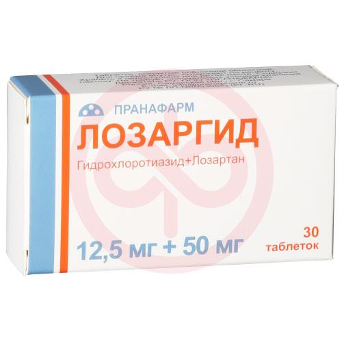 Лозаргид таблетки покрытые пленочной оболочкой 12,5мг + 50мг №30