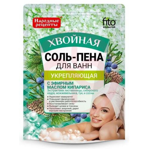 Народные рецепты соль-пена для ванн 200мл укрепляющ. хвойная