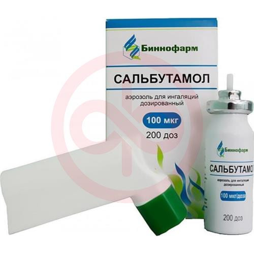Сальбутамол аэрозоль для ингаляций дозированный 100мкг/доза 12мл 200доз в комплекте с насадкой-ингалятором и колпачком защитным Сальбутамол аэрозоль для ингаляций дозированный 100мкг/доза 12мл 200доз в комплекте с насадкой-ингалятором и колпачком защитным