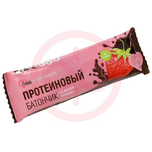 Сердце континента батончик протеиновый 40г клубника в шокол глазури