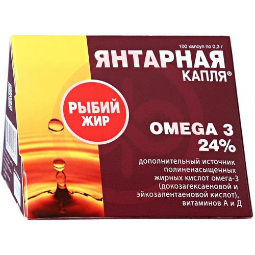 Рыбий жир янтарная капля капсулы 300мг №100 омега-3 24% Рыбий жир янтарная капля капсулы 300мг №100 омега-3 24%