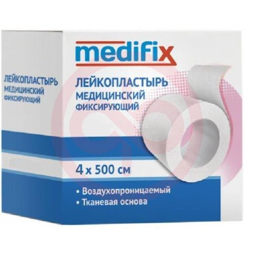 Медификс лейкопластырь медицинский фиксирующий 4х500см ткан белый