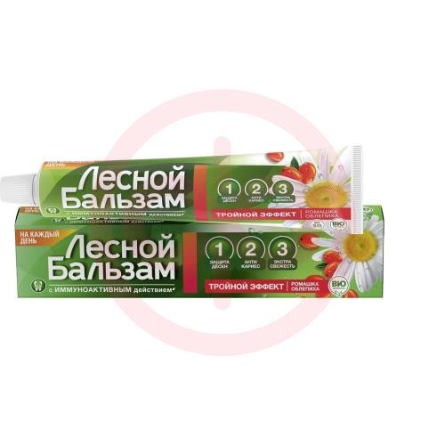 Лесной бальзам зубная паста 75мл тройной эффект ромашка + облепиха
