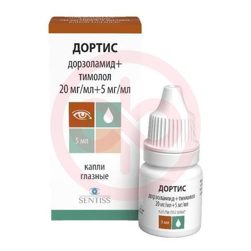 Дортис капли глазные 20мг/мл + 5мг/мл 5мл