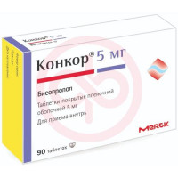 Конкор таблетки покрытые пленочной оболочкой 5мг №90