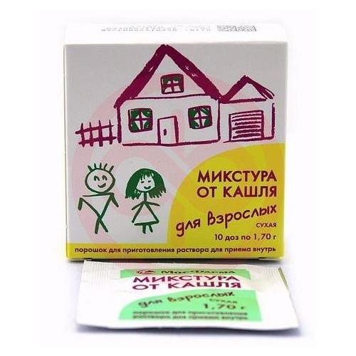 Микстура от кашля для взрослых сухая порошок для приготовления раствора для приема внутрь 1,7г №10 Микстура от кашля для взрослых сухая порошок для приготовления раствора для приема внутрь 1,7г №10