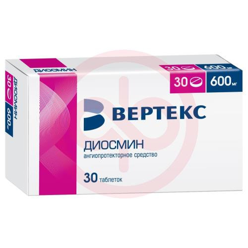 Диосмин-вертекс таблетки покрытые пленочной оболочкой 600мг №30 Диосмин-вертекс таблетки покрытые пленочной оболочкой 600мг №30