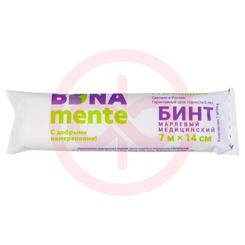 Бона менте бинт медицинский марлевый стерильный 7м х14см
